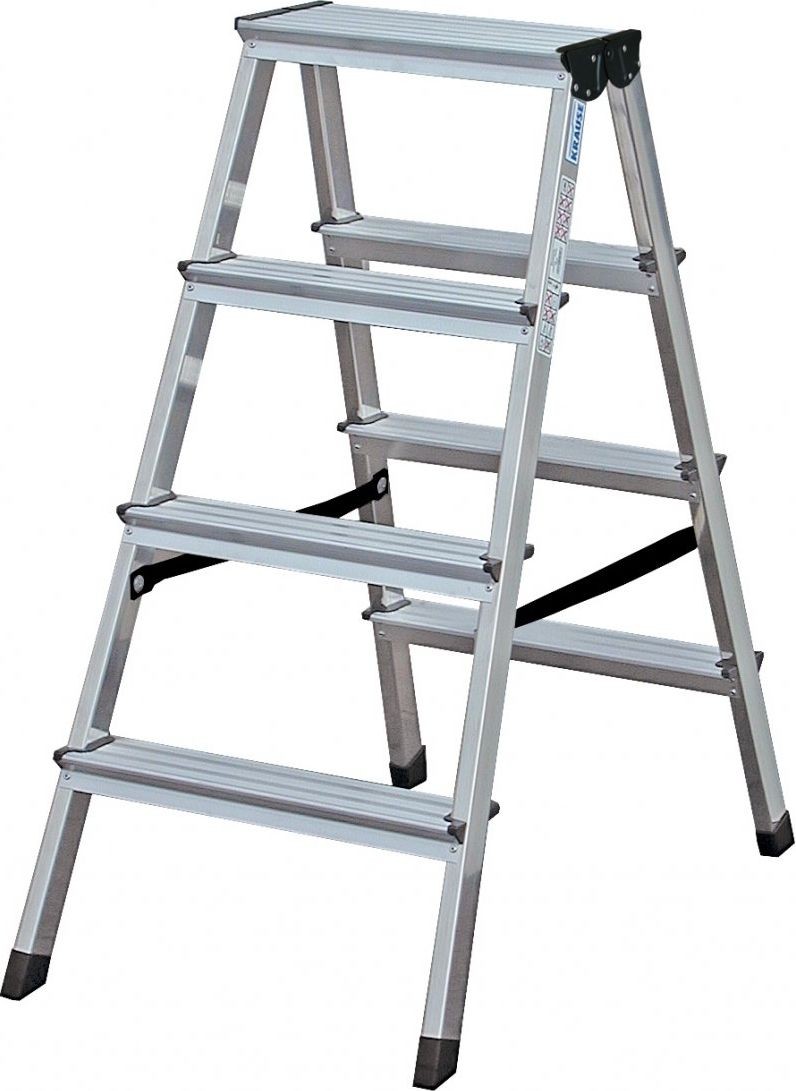 Krause Dopplo – freistehende, beidseitig nutzbare Aluminiumleiter mit 5 Sprossen (120403)