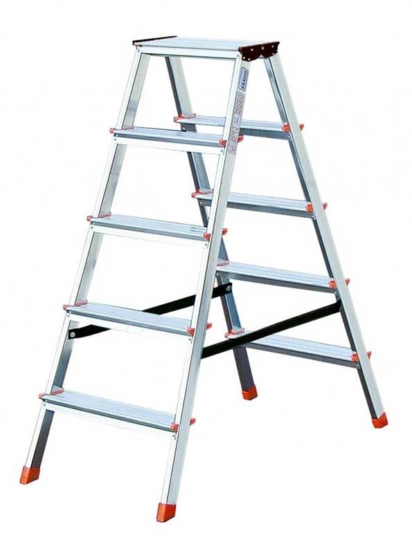 Krause Dopplo – freistehende, beidseitig nutzbare Aluminiumleiter mit 5 Sprossen (120410)