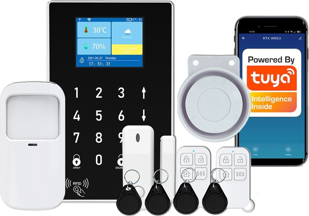 RTX-Alarmanlage – kabelloses Set mit TUYA, WLAN, RFID und GSM