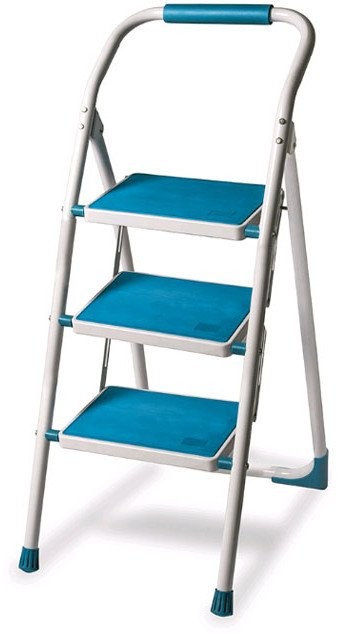 Zusammenklappbare Haushaltsleiter, 3-stufig, mit Ablage, bis 150 kg, universell einsetzbar