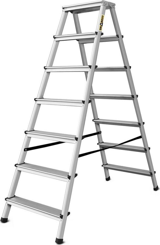 DRABEST Aluminiumleiter, beidseitig nutzbar, 7 Sprossen, Tragkraft: 125–150 kg (Tragkraft 125 kg)