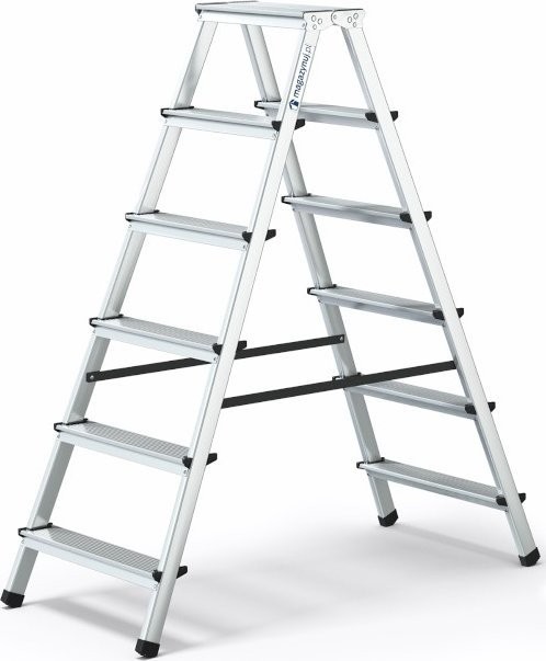 Lagerbestand: Aluminiumleiter, beidseitig nutzbar, 6 Sprossen, Tragkraft: 125 kg – HOME