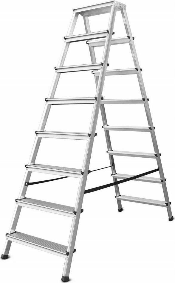 AWTools AW LEITER MIT SITZFLÄCHE, 8 STUFEN, 125 KG, AW23008