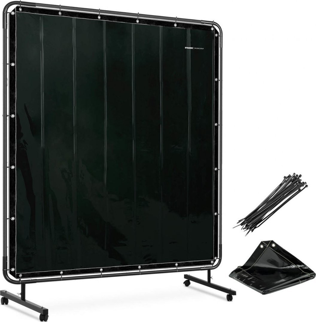 Stamos Germany Schweißschutzvorhang mit Rollgestell 174 x 174 cm – schwarz
