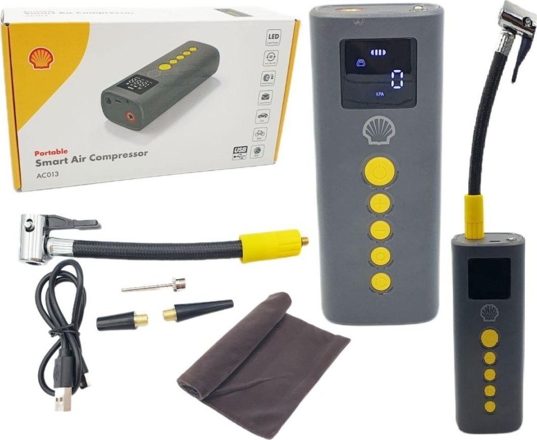 Koopman Autokompressor – Akku-Kompressor für unterwegs mit USB-Ladeanschluss (SHELL)