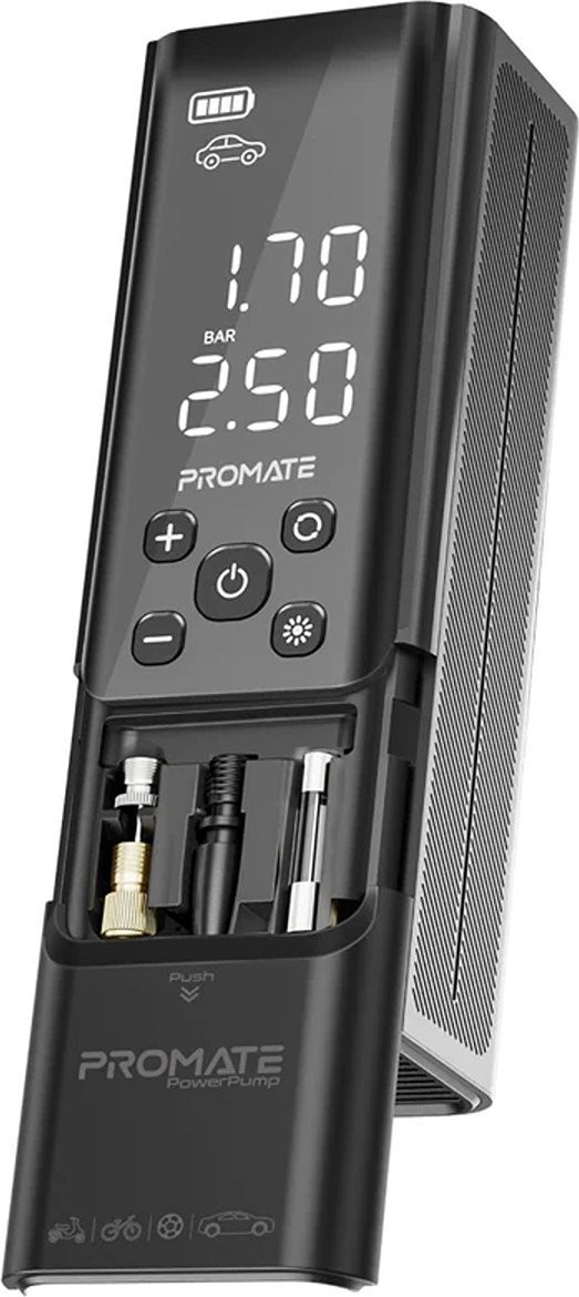 Promate PowerPump – tragbarer elektrischer Luftkompressor, 7500 mAh / 150 PSI
