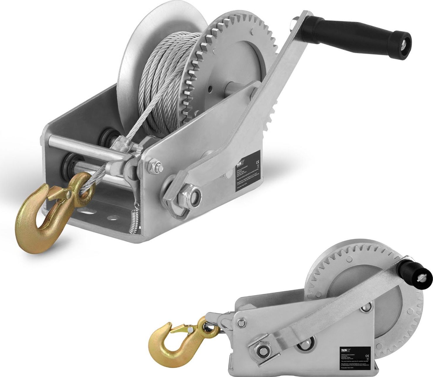 MSW Handkurbelwinde mit Sperrklinke, 10 m, bis 2800 kg, MSW