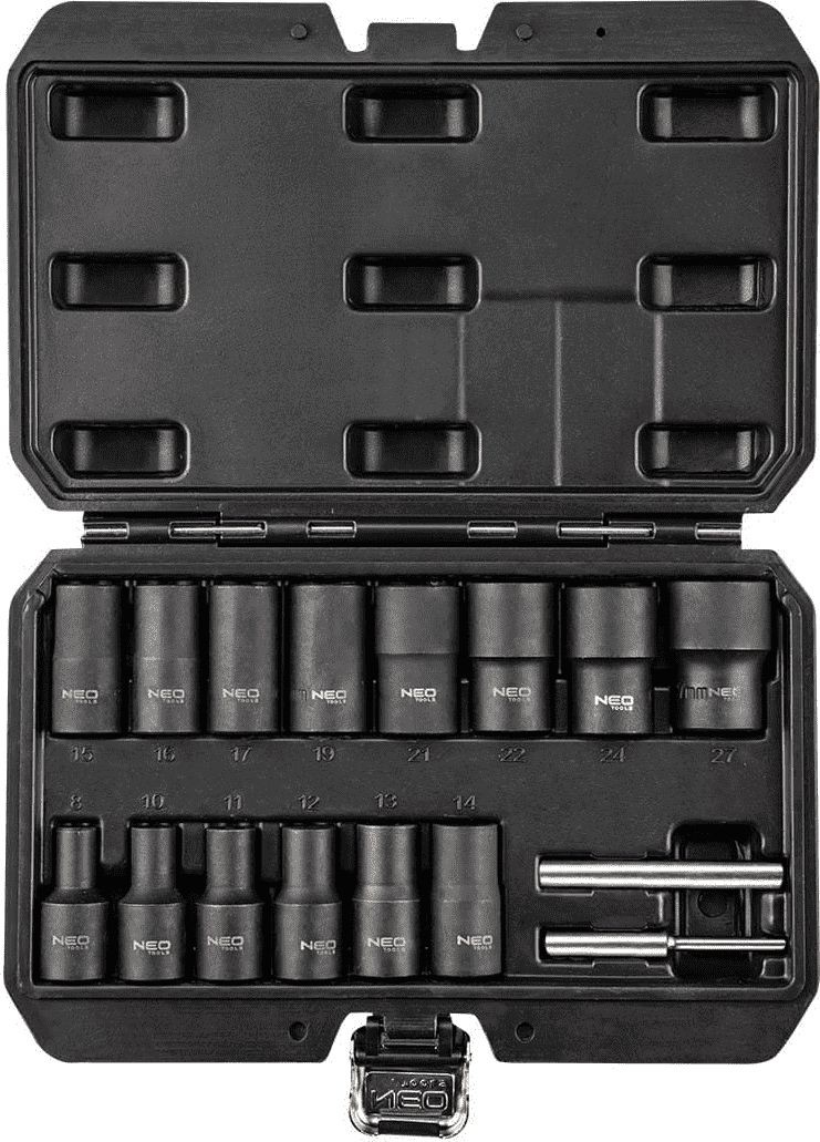 Neo-Steckschlüsselaufsätze 1/2" für beschädigte Muttern, 16 Stück (11-920)