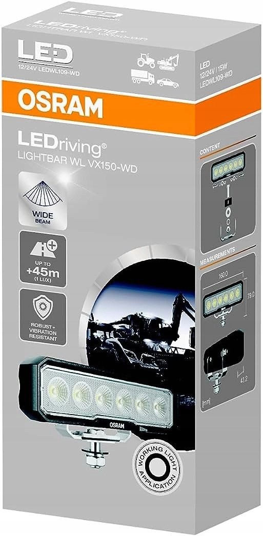 OSRAM LEDriving WL VX150-WD Arbeitsscheinwerfer, 12/24 V, 1500 lm, 6000 K, Zulassung: R10