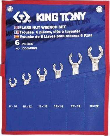 King Tony Bremsleitungsschlüssel-Set, 6-teilig, 8–22 mm, Etui Kt1306mrn