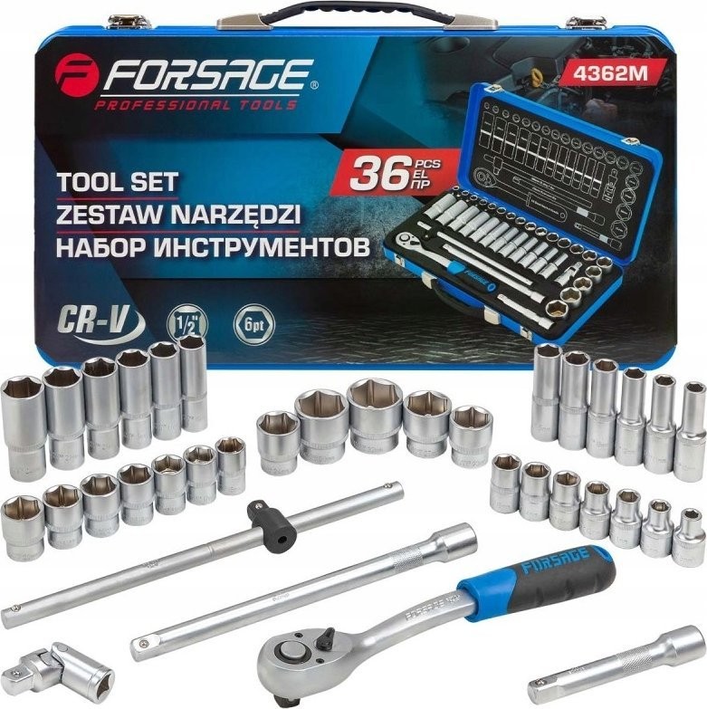 Forsage-Werkzeugsatz 1/2"-Werkzeugsatz, 36-teilig (8–32 mm) (Sechskant)