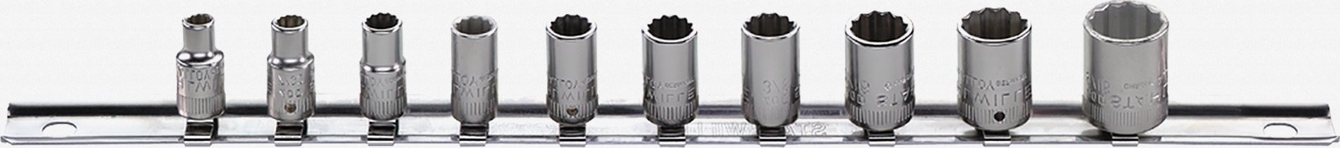 Stahlwille Werkzeugset 1/4"-Steckschlüsseleinsatz-Set 40aD 3/16"-9/16" auf Schiene, 10-teilig, STAHLWILLE