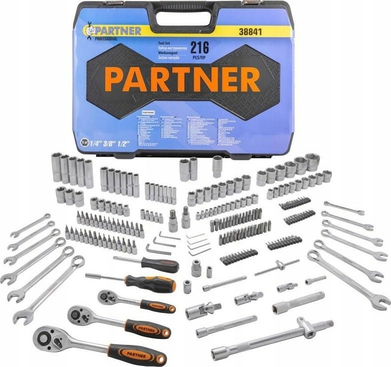 Partner-Werkzeugsatz, 1/4", 1/2" und 3/8", 216-teilig (Sechskant) (4–32 mm)