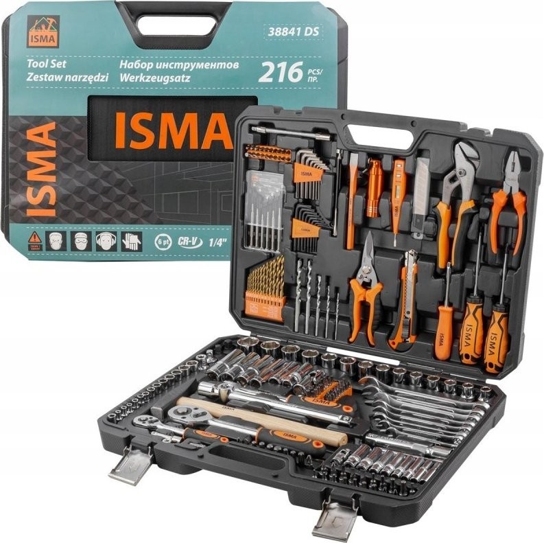 Isma-Werkzeugset, 216-teilig, 1/4" und 1/2" (Sechskant)