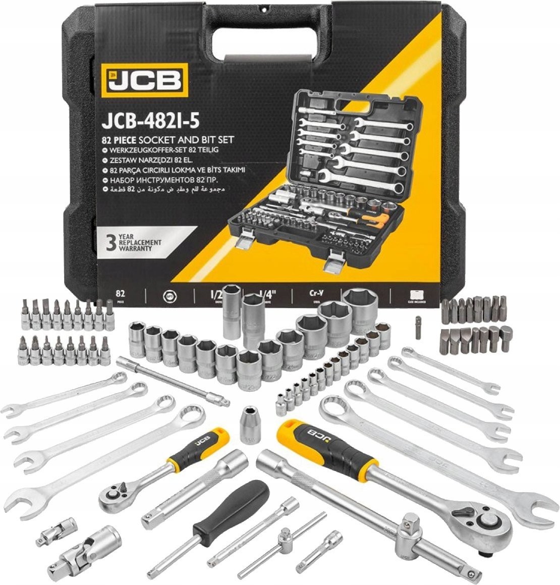 JCB-Werkzeugsatz JCB-Schlüsselsatz  94-teilig 1/2" 1/4"