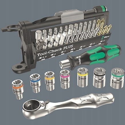 Werkzeugset Wera Wera 9750 Kraftform Compact und Tool-Check PLUS Set 1, 57-teiliges Werkzeugset (schwarz/grün, Steckschlüssel und Bi