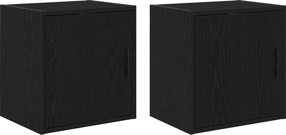 Wandschränke für die Garage, 2 Stück, schwarzes Leimholz