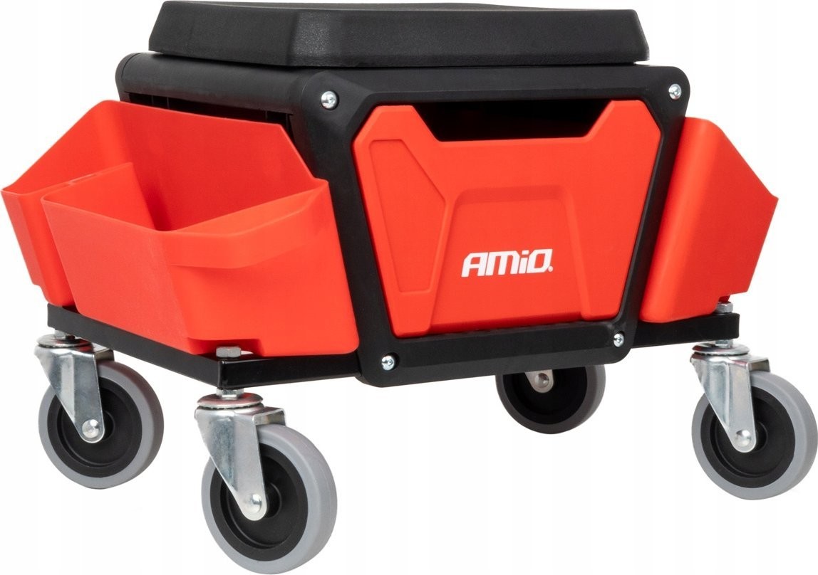 Werkstattstuhl auf Rollen mit Werkzeugfach, Tragkraft 150 kg, amio-04268
