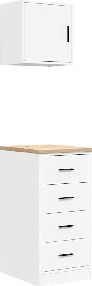 Garagenschränke, 2 Stück, weißes Leimholz