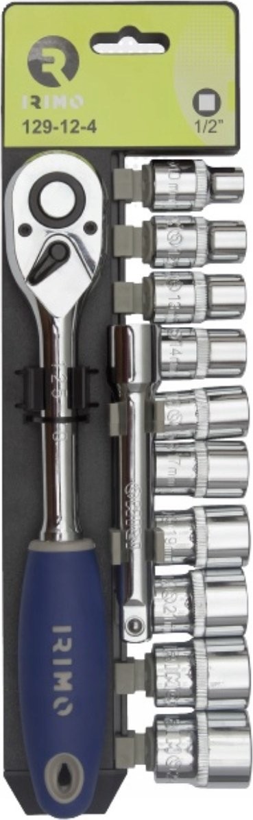 Bahco-Werkzeugset: 1/2"-Steckschlüsseleinsätze und Steckschlüssel-Set mit 125-mm-Verlängerung, 10–24 mm, 12-teilig, Irimo