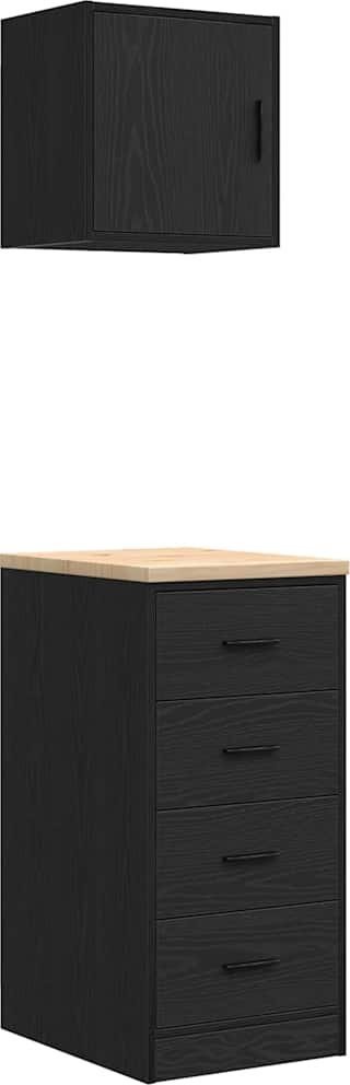 Garagenschränke, 2 Stück, schwarzes Leimholz