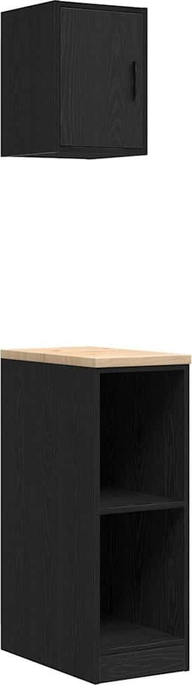 Garagenschränke, 2 Stück, schwarzes Leimholz