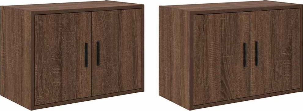 Wandschränke für die Garage, 2 Stück, Eiche braun, Leimholz