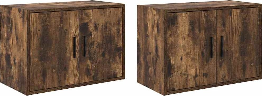 Wandschränke für die Garage, 2 Stück, geräucherte Eiche, Leimholz