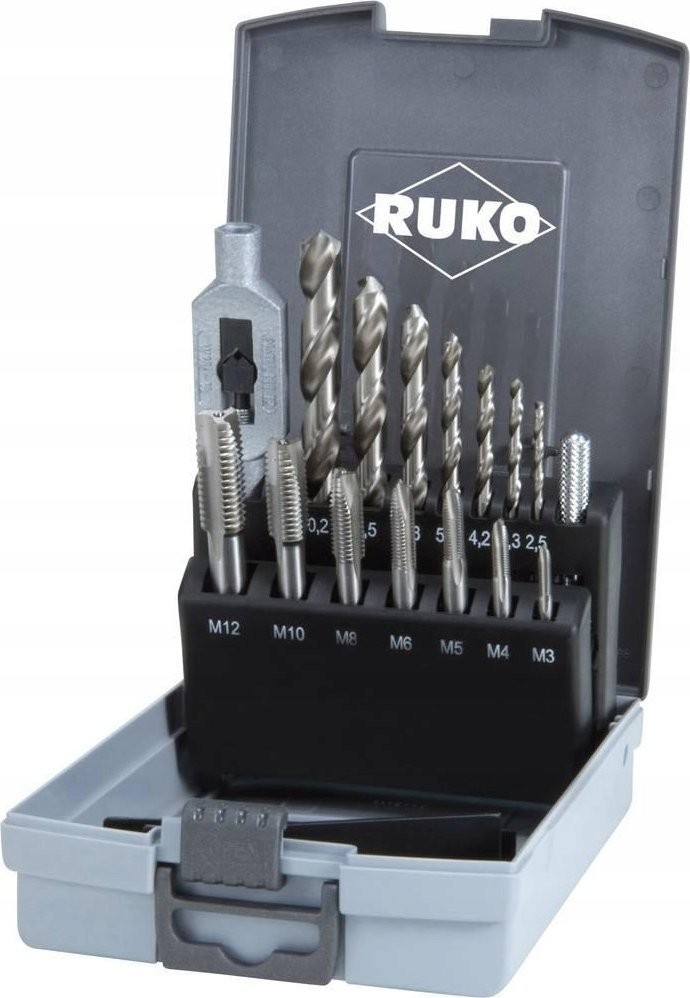 Ruko 15-teiliges Set mit Gewindebohrern und Bohrern RUKO M3-M12
