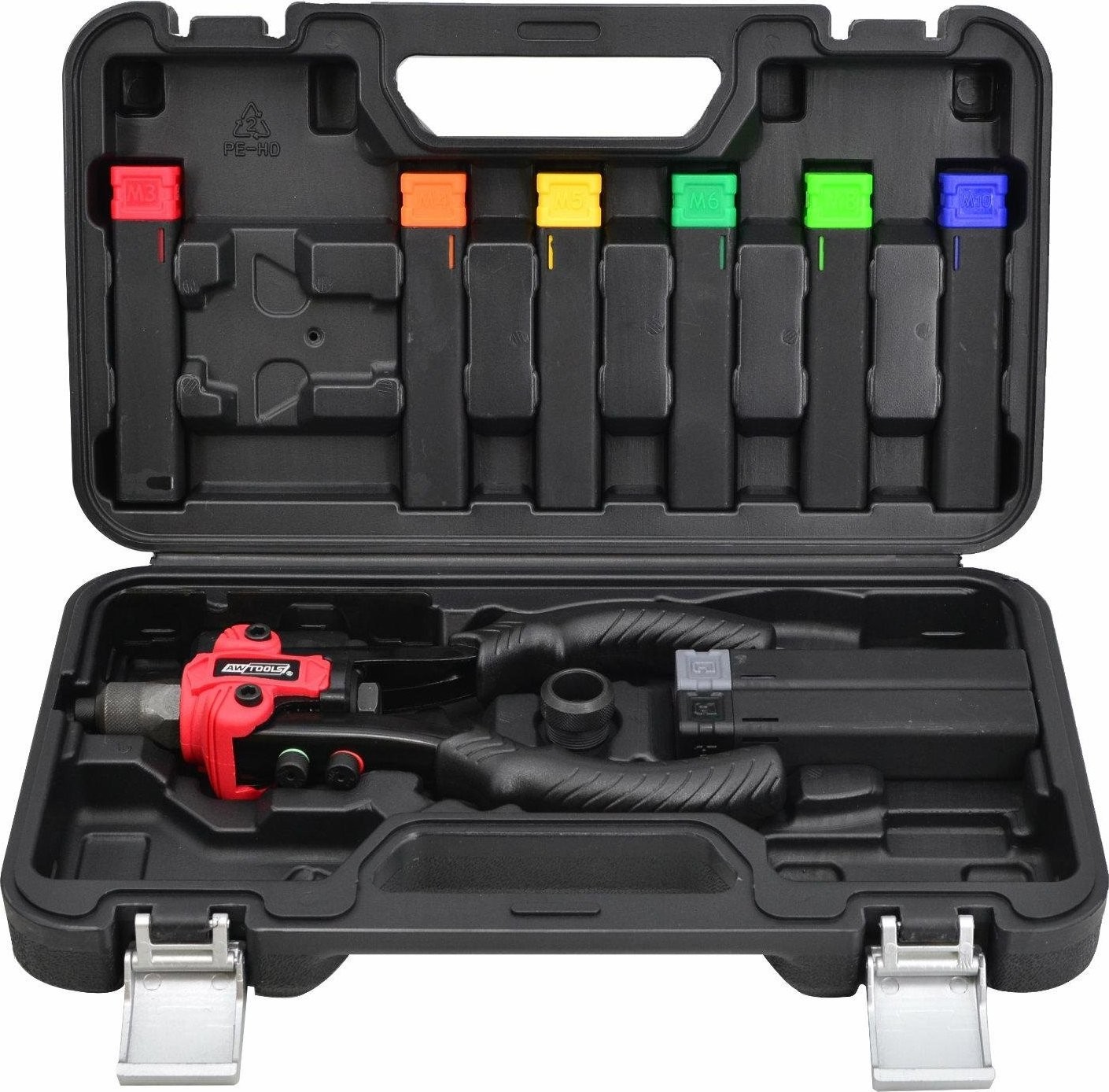 AWTools AWTOOLS 3-in-1-Hebel-Nietmaschine M3–M10 im Koffer BLACK LINE