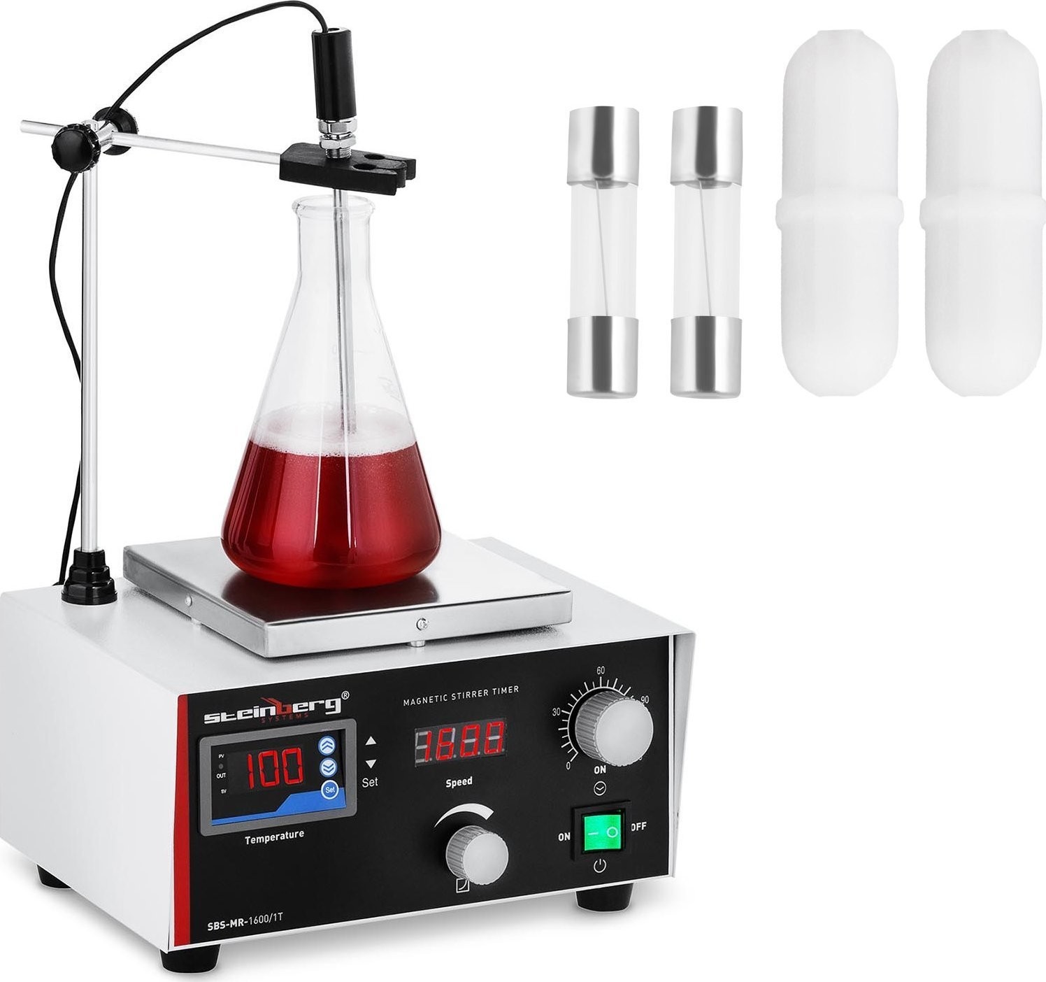 Steinberg Magnetrührer für Laboranwendungen, 100 °C, mit Timer + Rührer Magnetrührer für Laboranwendungen, 100 °C, mit Timer + Rührer