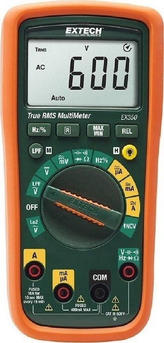 Extech Digitalmultimeter mit Hintergrundbeleuchtung und Wechselstrommessung, EX350