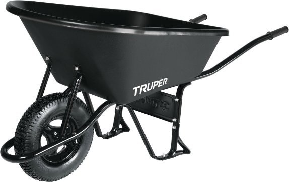 Truper® Robuster Transportwagen 120 l, Kunststoffbehälter, Luftreifen, max. 580 kg