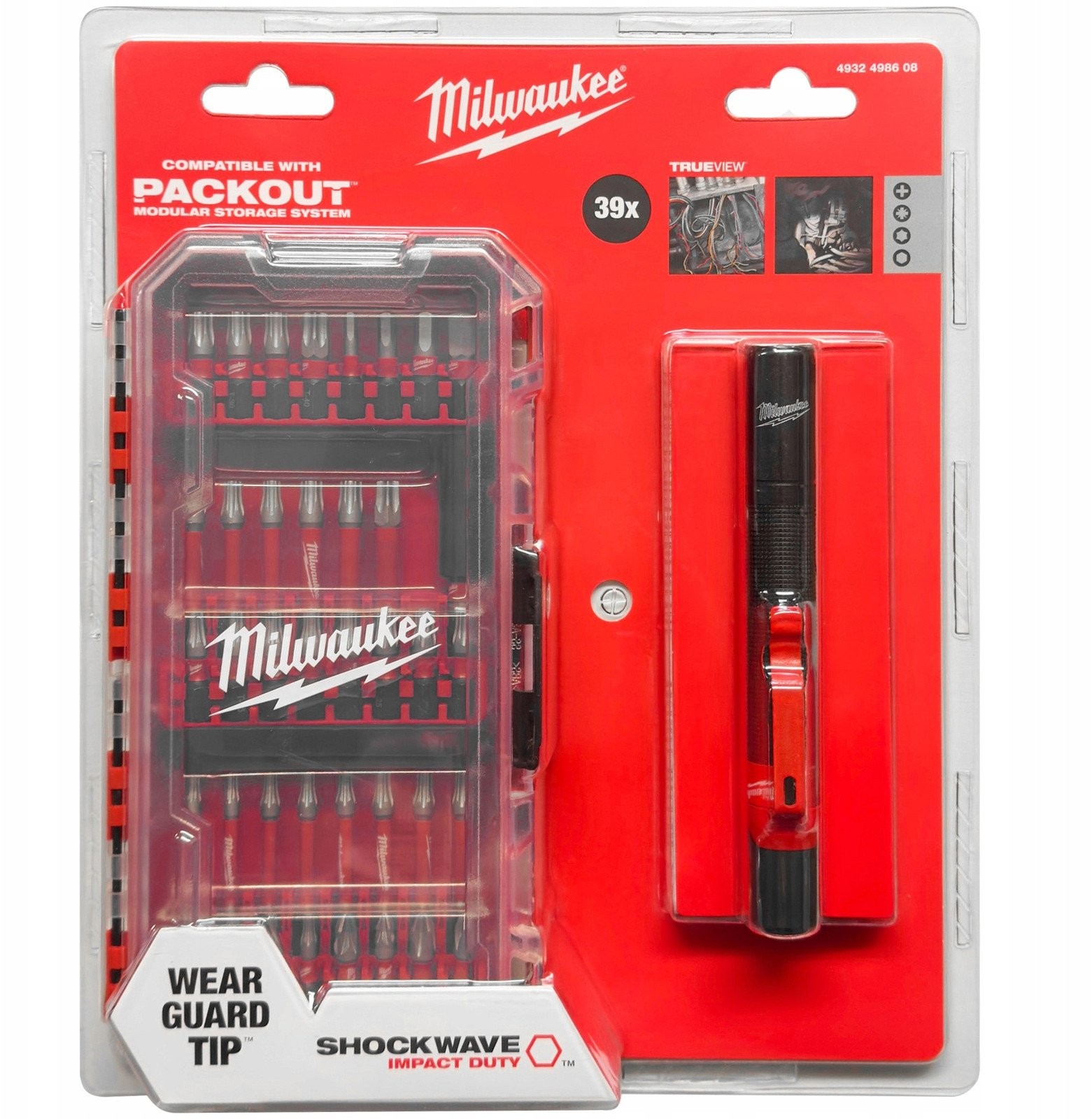 MILWAUKEE 38-TEILIGES SET MIT SCHLAGBITS + TASCHENLAMPE