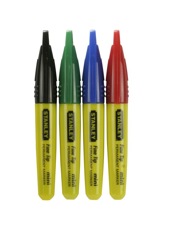 Stanley Marker FINE TIP mini schwarz, rot, blau, grün, 72 Stück 1-47-329
