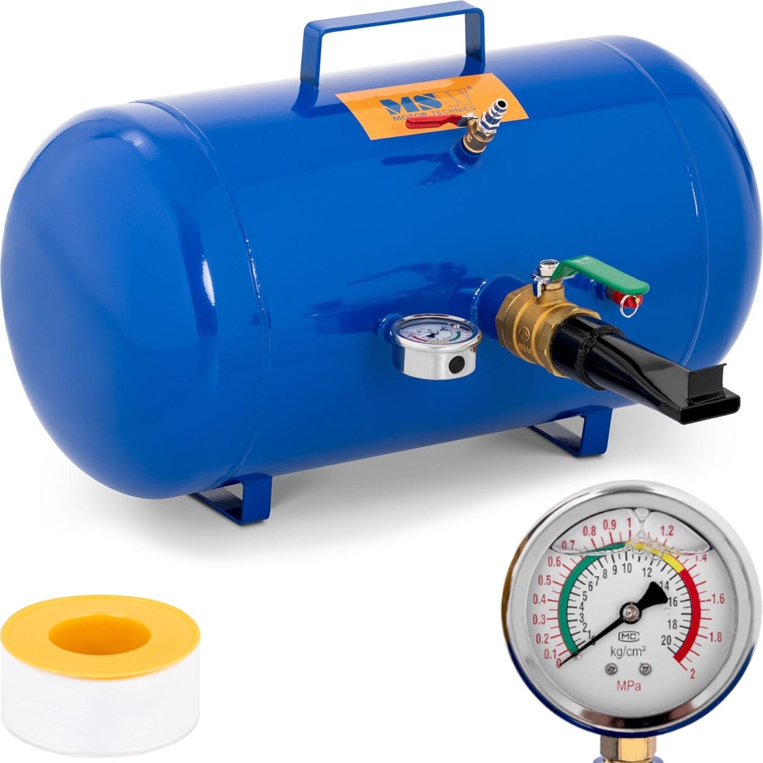 MSW Druckbehälter-Reifenfüller mit Manometer 6–8 bar, 38,5 l Druckbehälter-Reifenfüller
