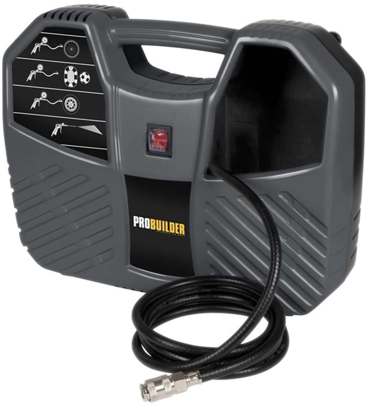 PROBUILDER-Luftkompressor, Leistung 1100 W, max. Druck 8 bar, Durchfluss 180 l/min, inklusive Pistole