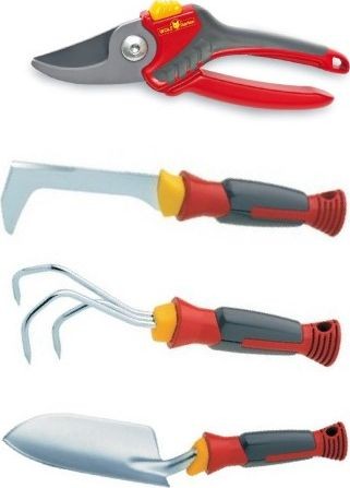 Wolf-Garten Handwerkzeugset: Gartenschere + Schaufel + Lockerer + Schaber