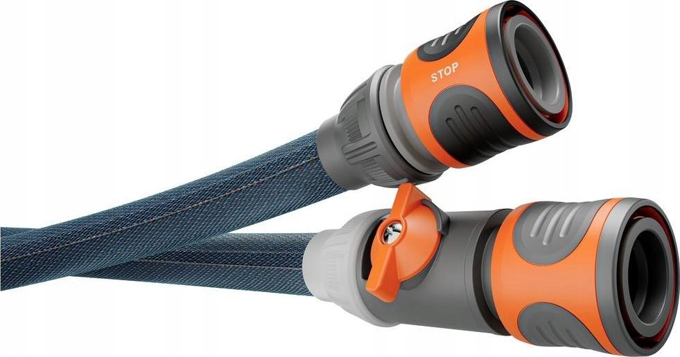 Gardena GARDENA Textilschlauch Liano Xtreme 1/2", 10-Meter-Set + Innenadapter + Tasche (dunkelgrau/orange, Modell 2023, inkl. Wasseranschluss)
