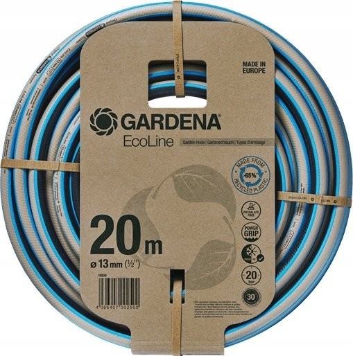 Gardena GARDENA EcoLine Schlauch 13 mm (1/2"), 20 Meter (schwarz/beige, 65 % recyceltes Material)