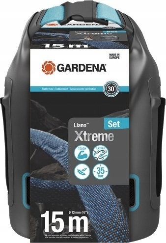 Gardena Gardena Textilschlauch Liano Xtreme 1/2, 15-Meter-Set (dunkelgrau/orange, Modell 2023, inkl. Reinigungsdüse, 2 Wasserhahnanschlüsse