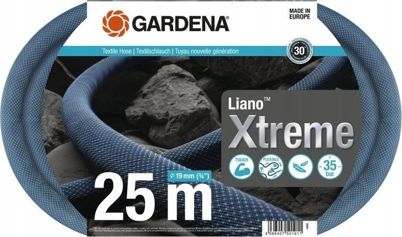 Gardena GARDENA Textilschlauch Liano Xtreme 3/4", 25 Meter (dunkelgrau/orange, Modell 2023)
