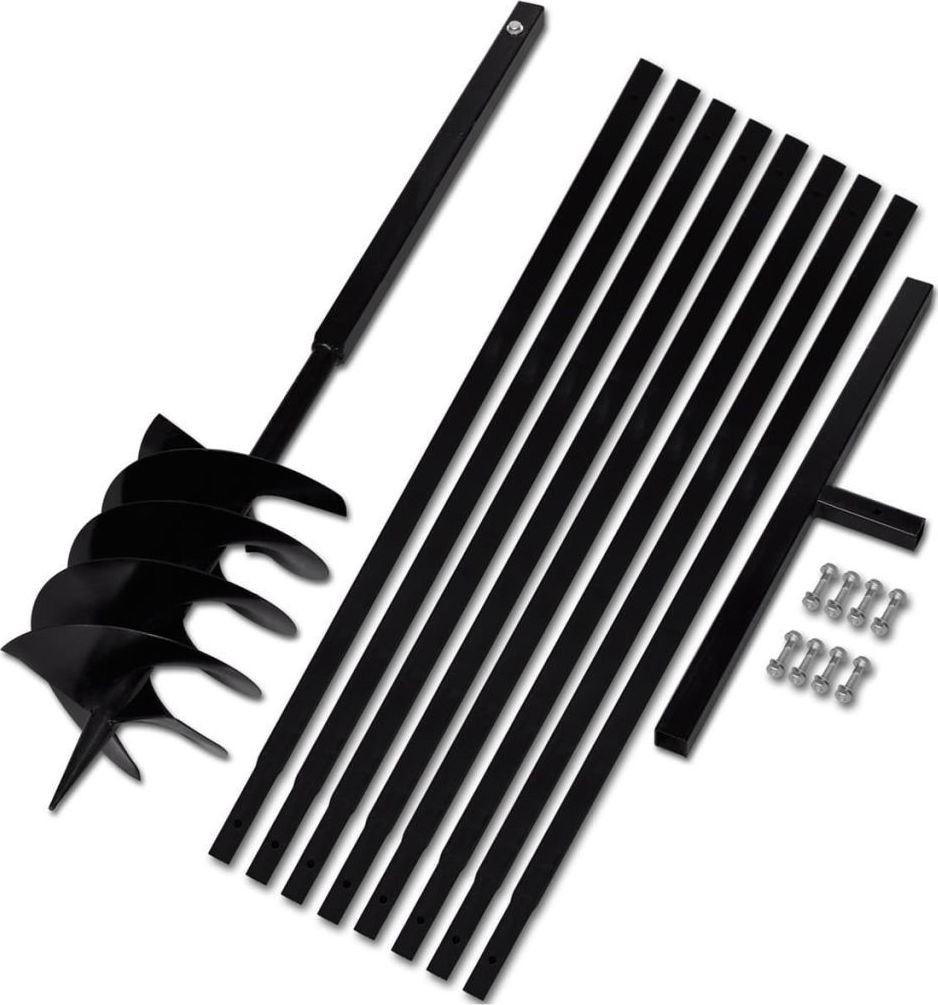 vidaXL Erdbohrer mit Griff, 200 mm, ausziehbar, 9 m, Stahl