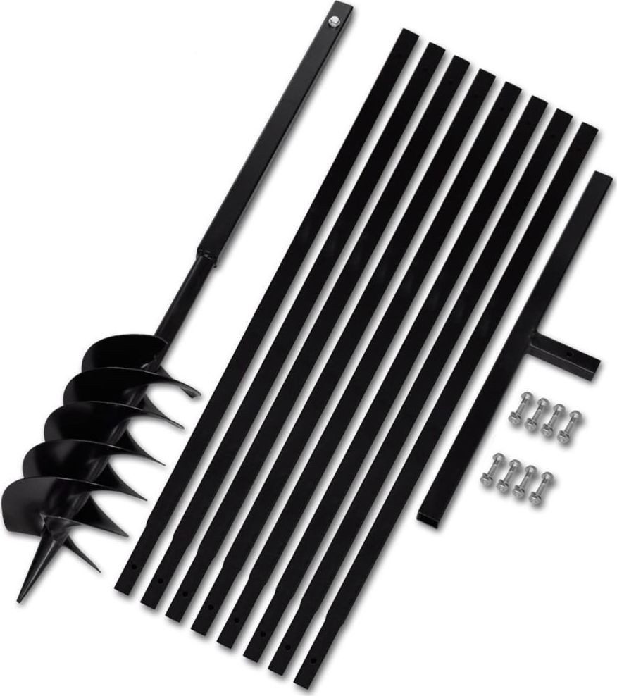 vidaXL Erdbohrer mit Griff, 150 mm, ausziehbar, 9 m, Stahl