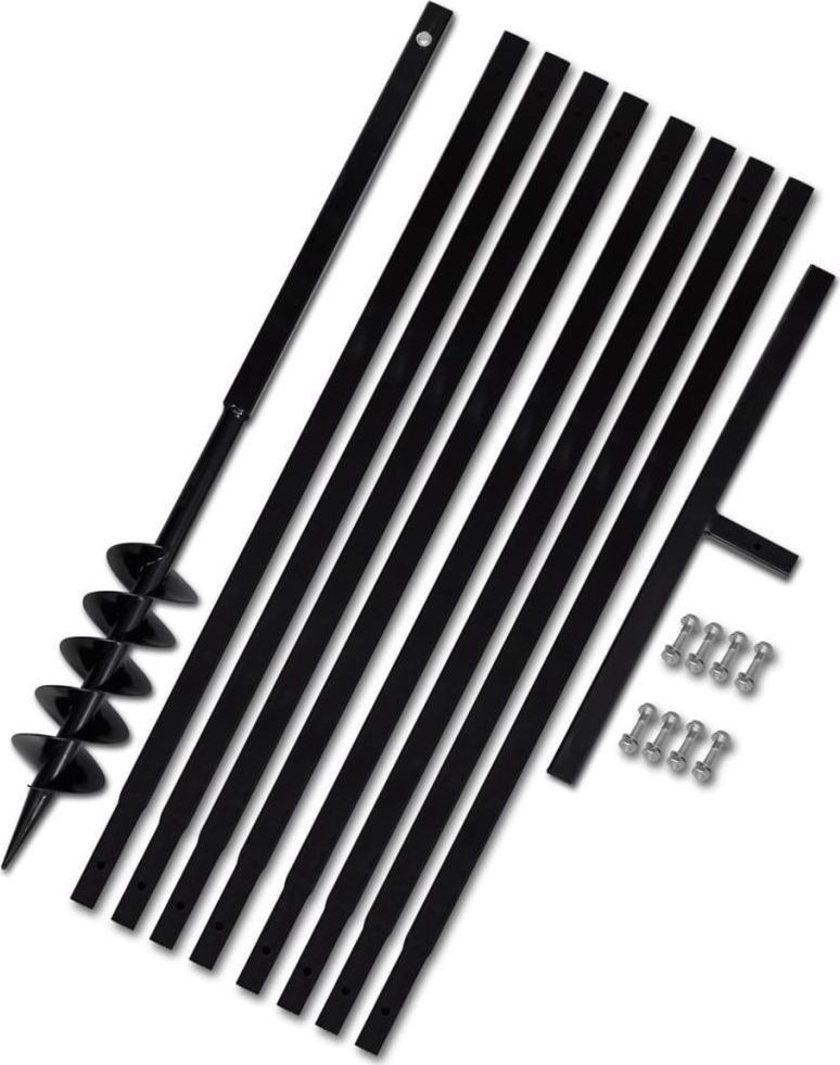 vidaXL Erdbohrer mit Griff, 100 mm, ausziehbar, 9 m, Stahl