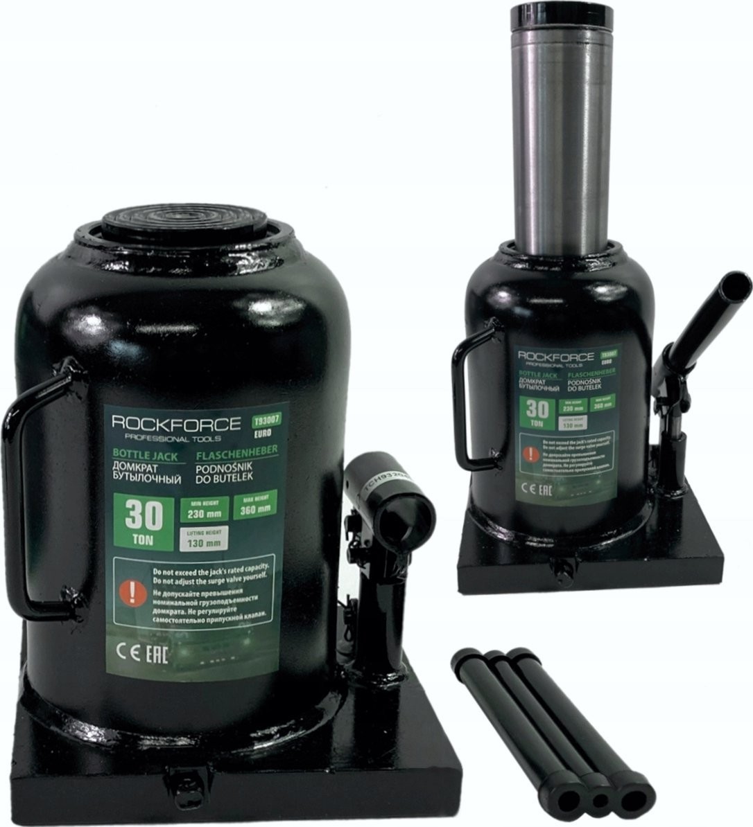 Rockforce Hydraulikheber mit niedrigem Profil, 30 t + zusätzlicher Reparatursatz
