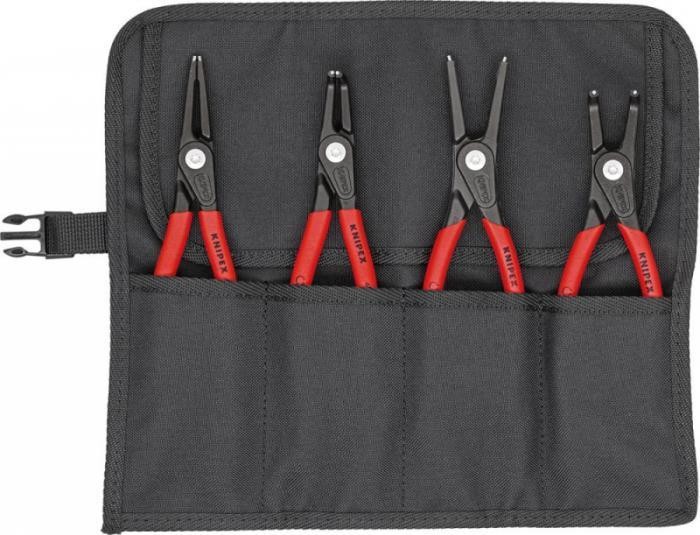 Knipex Zangensatz für Sicherungsringe, Präzisionszangen, im Rolletui, 4-teilig, KNIPEX