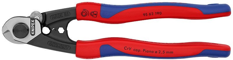 Knipex 9562190 Crimpzange, blau-rot, Kabelcrimpzange, Schneidezange