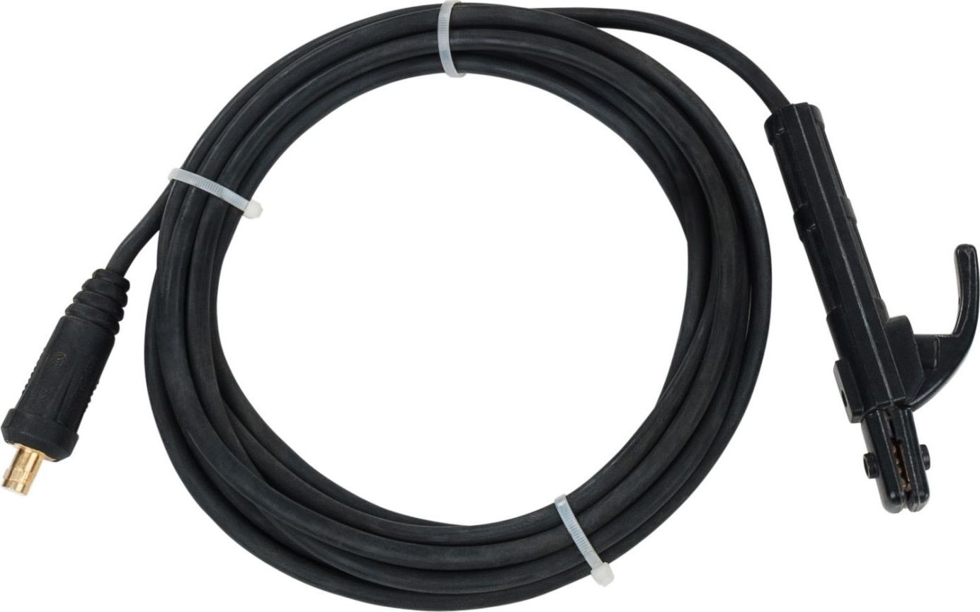 Stamos MMA-Schweißzange mit 8 m langem Kabel und DKJ 35-50-Stecker Kabel mit Zange für MMA-Schweißgeräte, dicker Stecker, 8 m lang