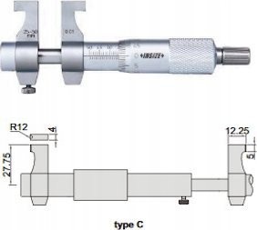 Insize Mikrometer 75–100, Innenmessung, Typ C